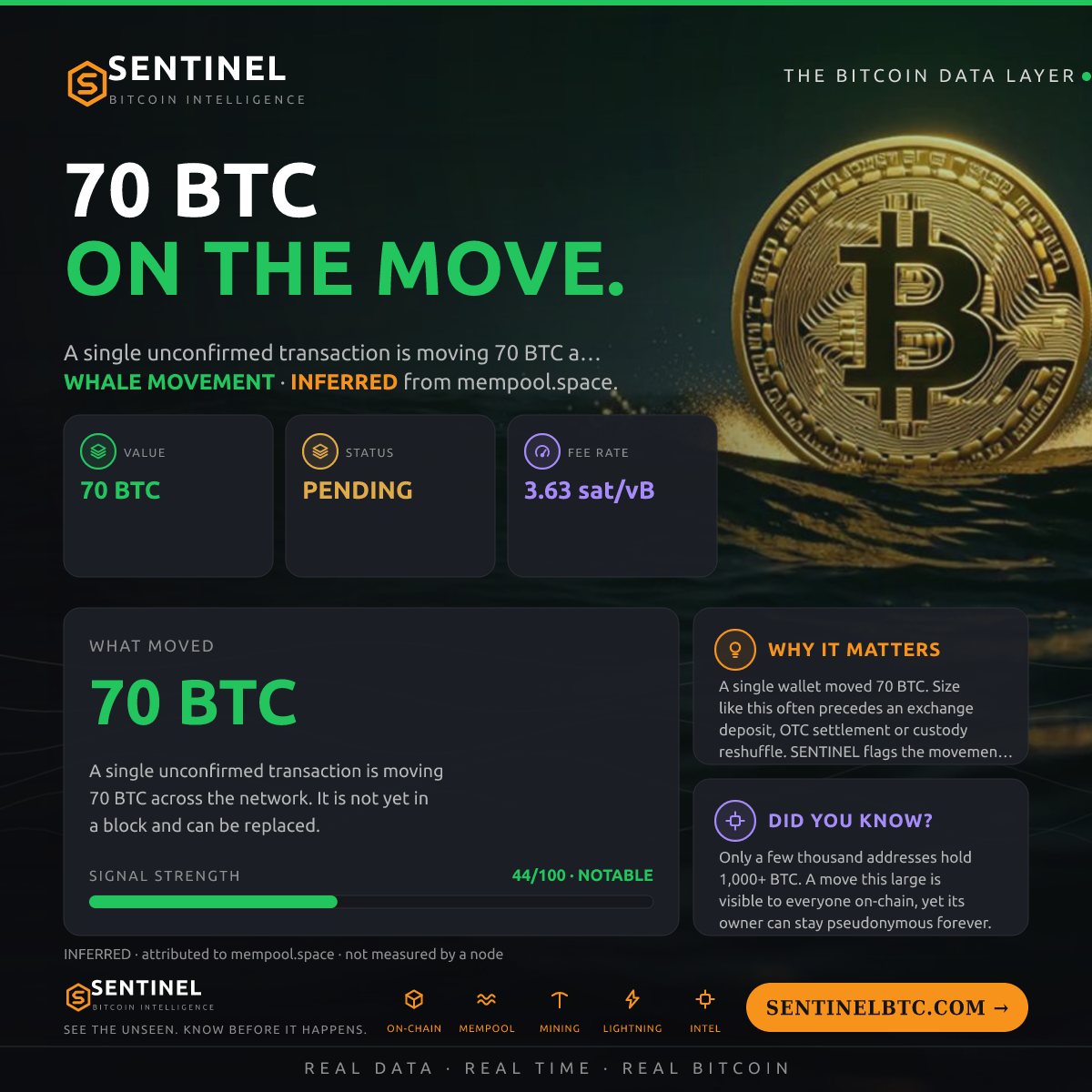 70 BTC ENTERED THE MEMPOOL