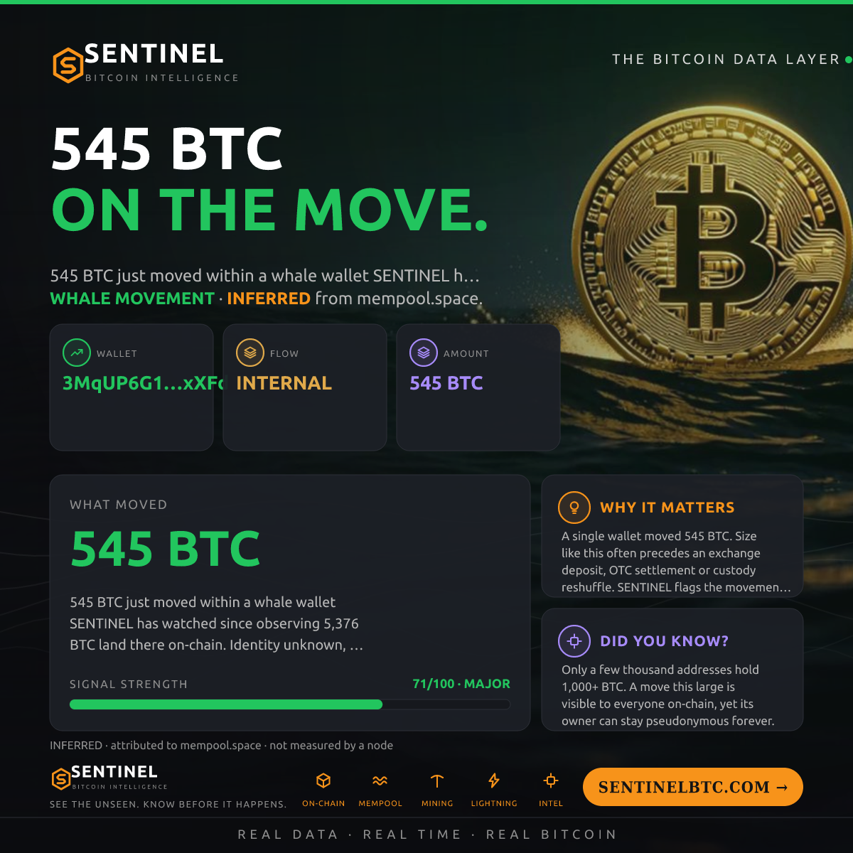 WHALE WALLET: 545 BTC SHUFFLED
